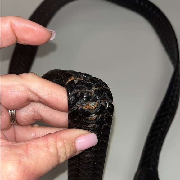 Men's Black Braided Leather Belt size 32” inches, preowned no label. - Picture 6 of 10